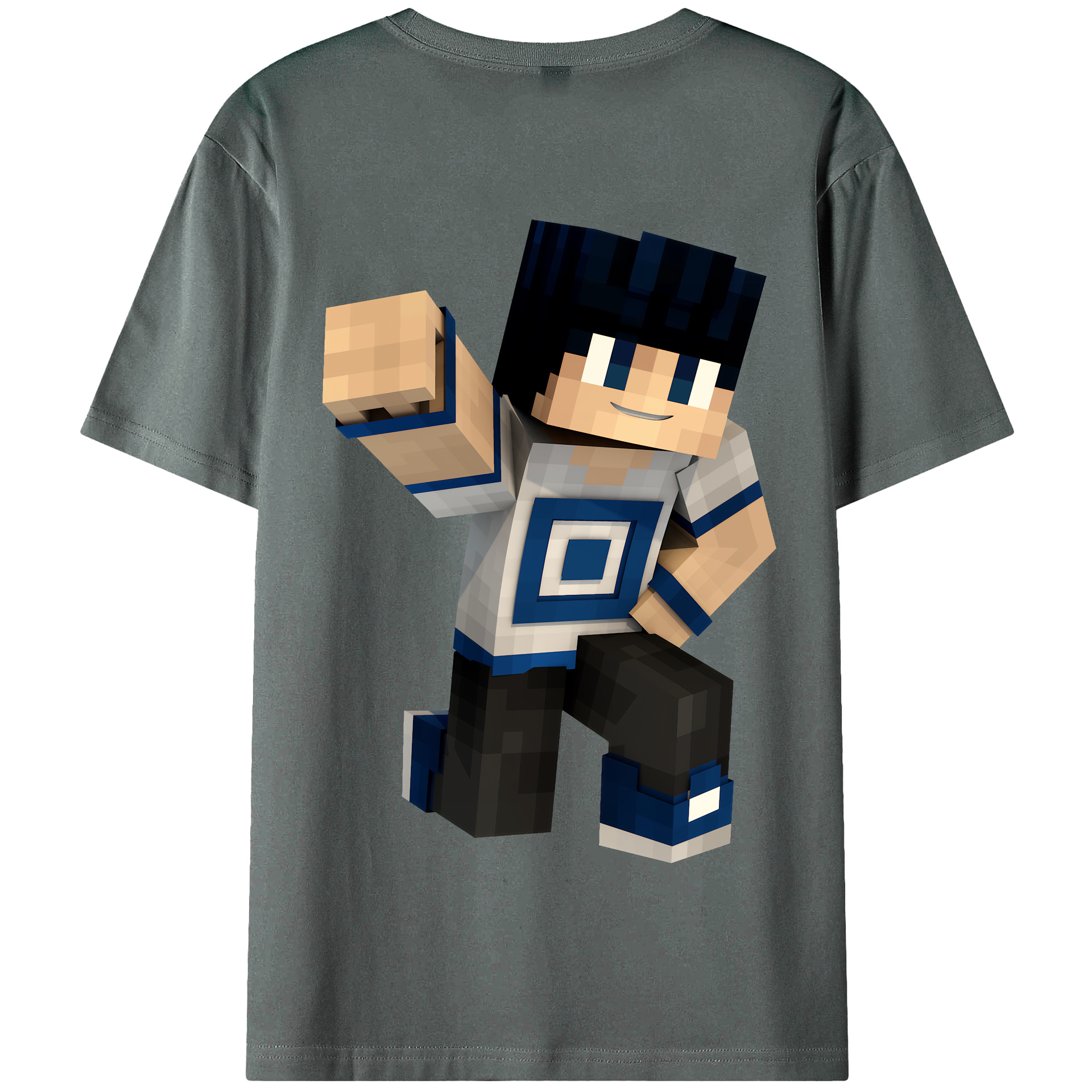 （画像用） マインクラフト ブロックの世界 Minecraft MC Block world 綿100％半袖Tシャツ（背面プリント）